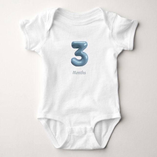 Body Para Bebé Blue 3D Number 3 - 3 Months Baby Bodysuit (Anverso)