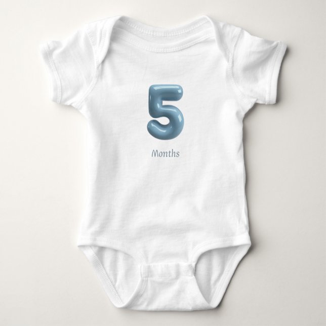 Body Para Bebé Blue 3D Number 5 - 5 Months Baby Bodysuit (Anverso)