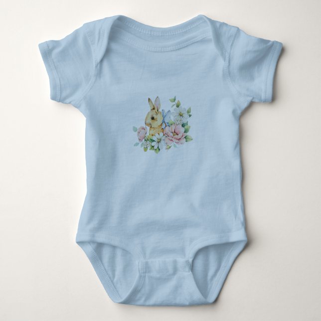 Body Para Bebé Blue Baby Easter Bunny Bodysuit (Anverso)