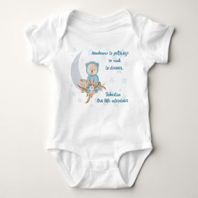 Body Para Bebé Blue Boho Bear Moon Baby Clothing (Anverso)