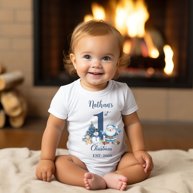 Body Para Bebé Blue Boy First Christmas (Subido por el creador)