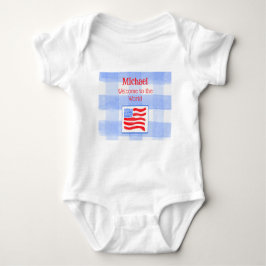 Body Para Bebé Blue Check Gingham USA Flag WELCOME Baby Clothing