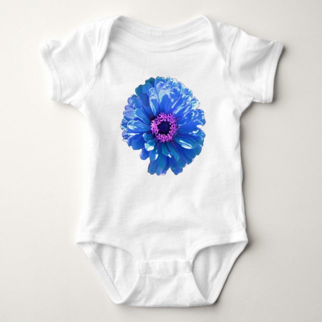 Body Para Bebé Blue Daisy, foto floral azul (Anverso)