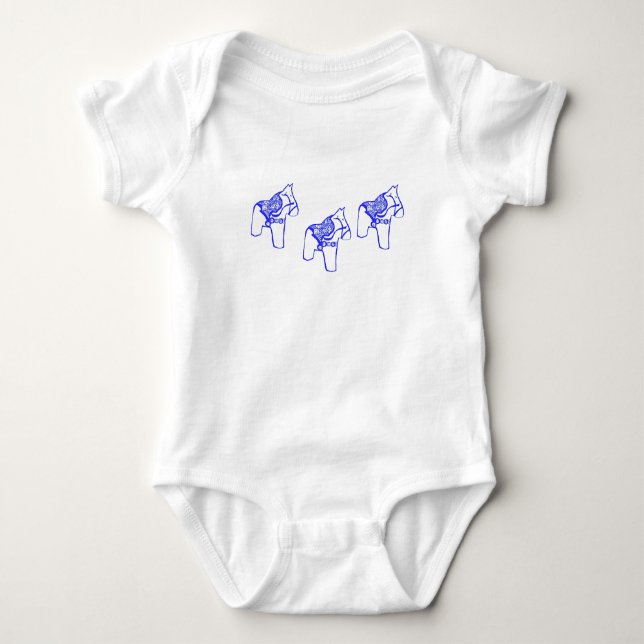 Body Para Bebé Blue Dala Horse Baby Bodysuit (Anverso)
