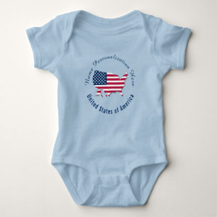 Body Para Bebé Blue del mapa de la bandera de los Estados Unidos 