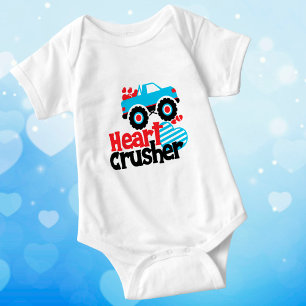 Body Para Bebé Blue Monster Truck Heart Crusher Valentine