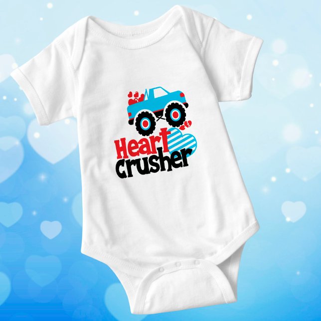 Body Para Bebé Blue Monster Truck Heart Crusher Valentine (Subido por el creador)
