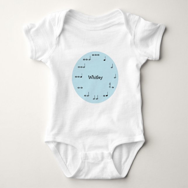 Body Para Bebé Blue Music Notes: Baby Bodysuit personalizado (Anverso)