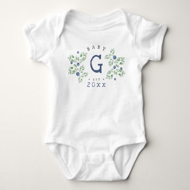 Body Para Bebé Blueberry Baby Monograma Baby Bodysuit (Anverso)