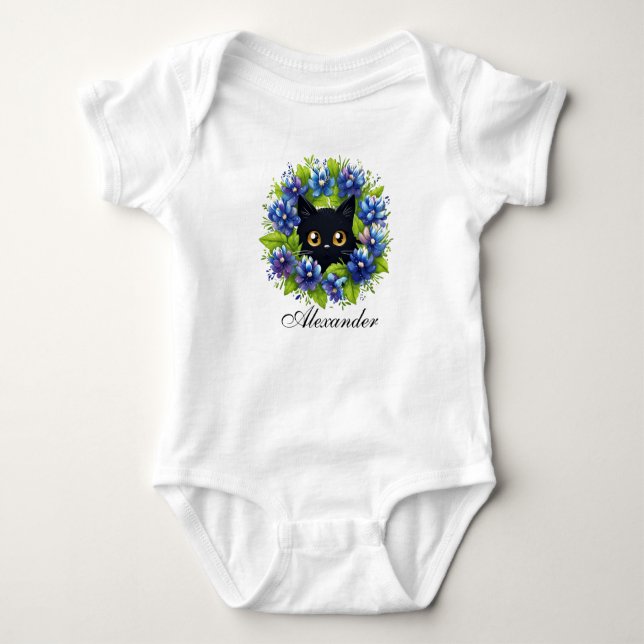Body Para Bebé Bluebonnets Cuato Gato Floral Bebé (Anverso)