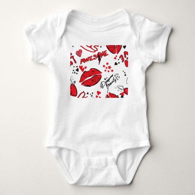 Body Para Bebé Boceto de Moda Glamour: Estampado Aniñado. (Anverso)
