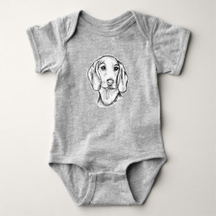 Body Para Bebé boceto de perro salchicha dibujado a mano en negro