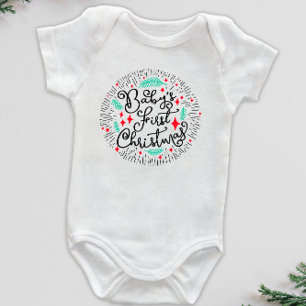 Body Para Bebé Boceto Dibujado a Mano Primera Navidad del Bebé Cu