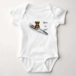 Body Para Bebé Body bebé blanco “Born to surf” con nounours