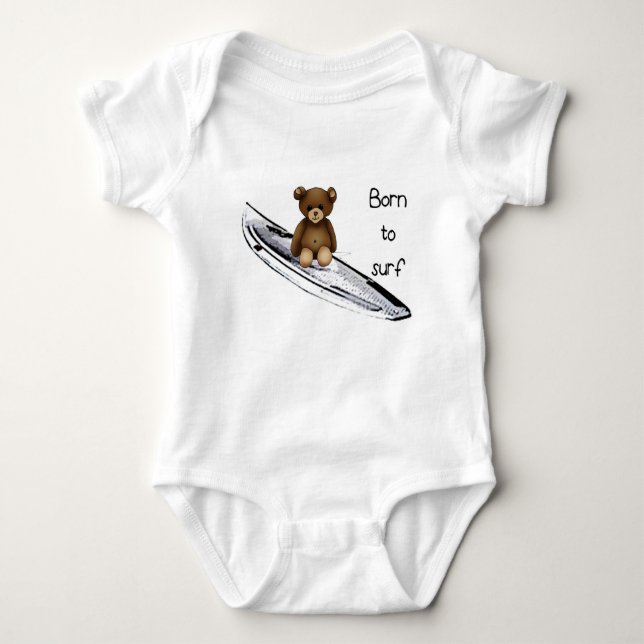 Body Para Bebé Body bebé blanco “Born to surf” con nounours (Anverso)