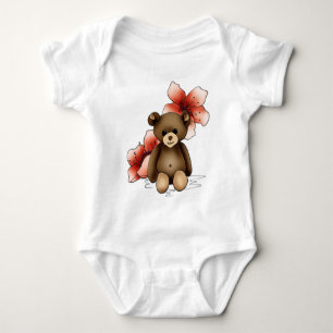 Body Para Bebé Body bebé blanco con nounours y flores cerezo
