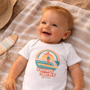 Body Para Bebé Body Bebé Surfista Futuro Romper Retro de Playa