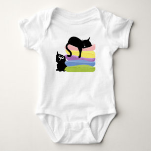 Body Para Bebé Body de bebé Arcoíris con dos gatitos negros