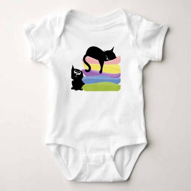 Body Para Bebé Body de bebé Arcoíris con dos gatitos negros (Anverso)