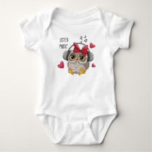 Body de bebé con diseño de búho escuchando música