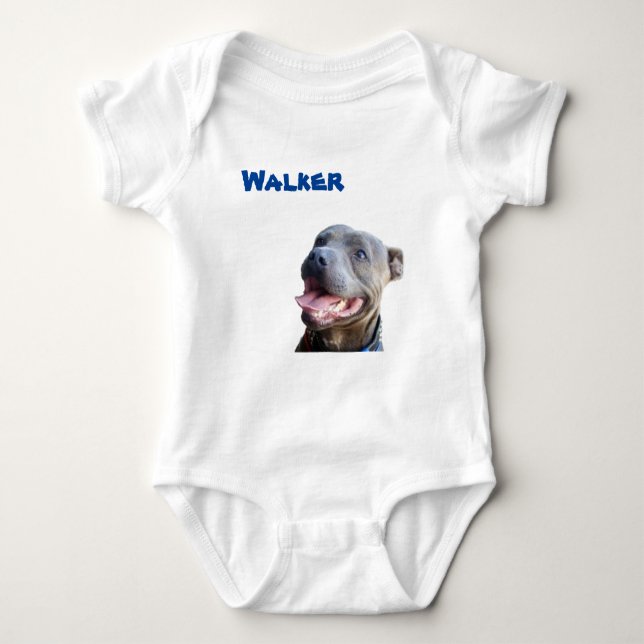 Body Para Bebé Body de bebé con el nombre de Walker con Staffy Bu (Anverso)