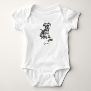 Body Para Bebé Body de bebé con miniatura de schnauzer de acuarel