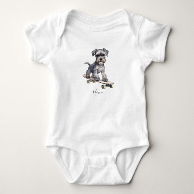 Body Para Bebé Body de bebé con miniatura de schnauzer de acuarel (Anverso)