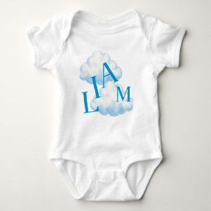 Body Para Bebé Body de bebé con monograma de nube azul