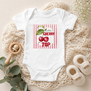 Body Para Bebé Body de bebé con raya retro Cereza en la parte sup