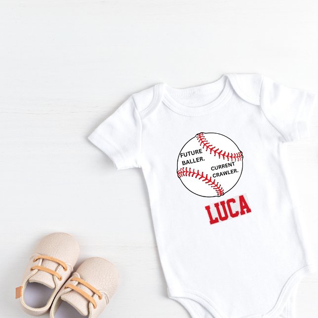 Body Para Bebé Body de bebé con tema de béisbol personalizado (Personalized Baseball Bodysuit)