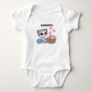 Body Para Bebé Body de Bebé de Gatito y Estambre Personalizado