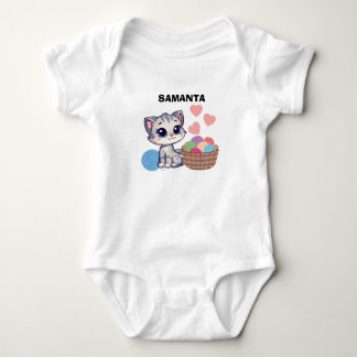 Body Para Bebé Body de Bebé de Gatito y Estambre Personalizado