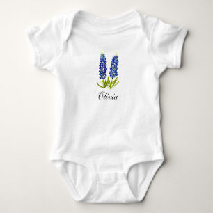 Body Para Bebé Body de bebé floral acuarela Bluebonnets niña