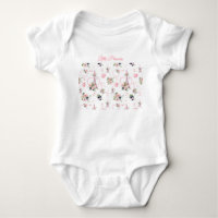 Body de bebé floral rosa lindo de París