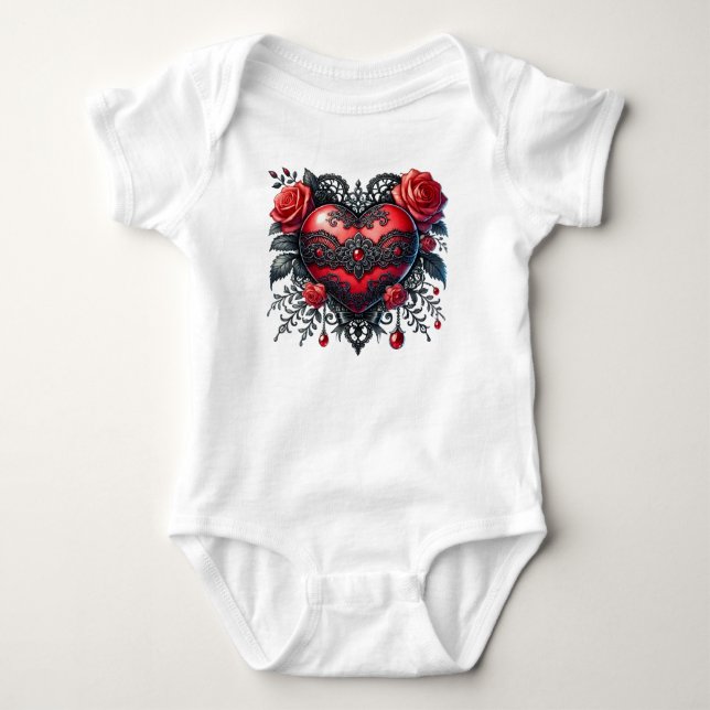 Body Para Bebé Body de bebé Gothic Heart Valentine (Anverso)