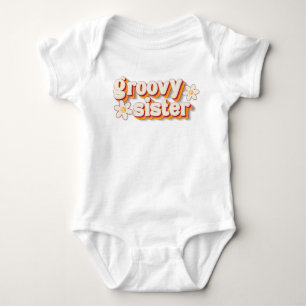 Body Para Bebé Body de bebé Groovy Sister   Flor de Daisy Retro P