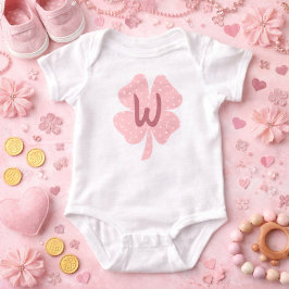 Body Para Bebé Body de bebé monograma con trébol rosa adorable