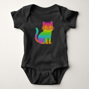 Body Para Bebé Body de bebé negro 100 % algodón – Gatito arcoíris