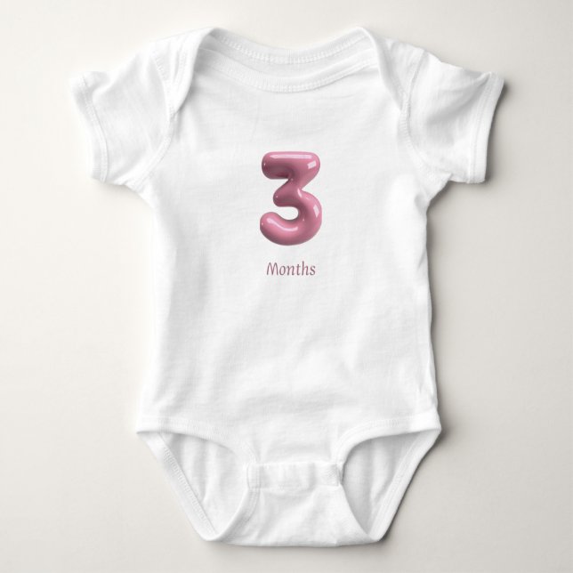 Body Para Bebé Body de bebé número 3D rosa 3 - 3 meses (Anverso)