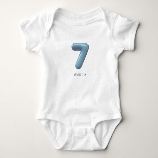 Body Para Bebé Body de bebé número 7 azul 3D - 7 meses (Anverso)