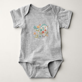 Body Para Bebé Body de bebé Pequeño Pájaro Flores Azules Rosadas
