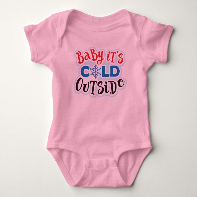 Body Para Bebé Body de bebé rosa Baby It's Cold Outside (Anverso)