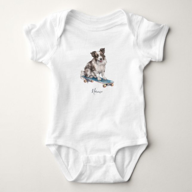 Body Para Bebé Bodysuit de bebé Border Collie acuarela (Anverso)