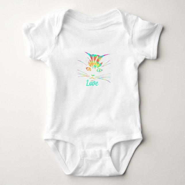 Body Para Bebé Bodysuit de bebé con cara de gato tie dye (Anverso)