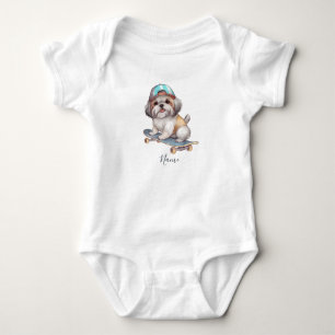 Body Para Bebé Bodysuit de bebé con Shih Tzu acuarela
