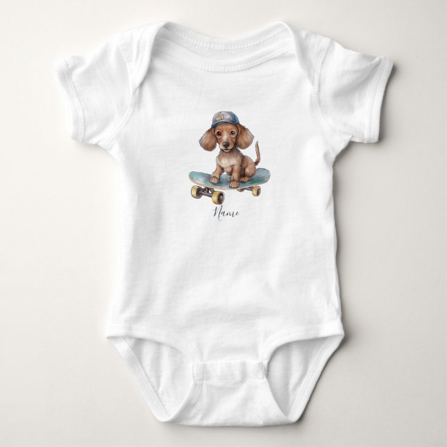 Body Para Bebé Bodysuit de bebé Dachshund acuarela (Anverso)