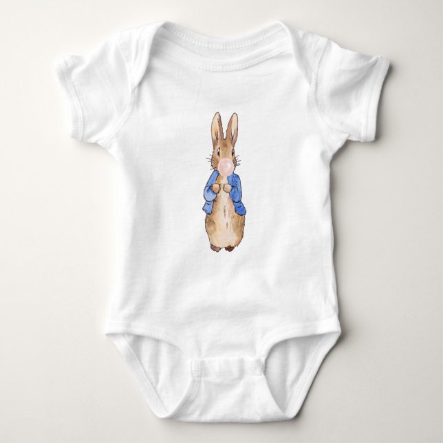 Body Para Bebé Bodysuit de bebé de conejo clásico soplando chicle (Anverso)