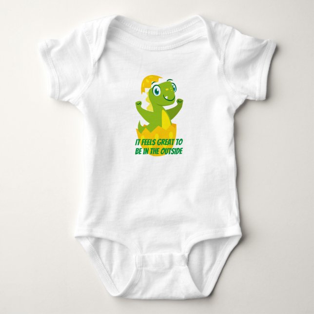 Body Para Bebé Bodysuit de bebé de pollito de dinosaurio (Anverso)