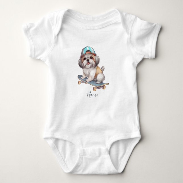 Body Para Bebé Bodysuit de bebé de Shih Tzu acuarela (Anverso)