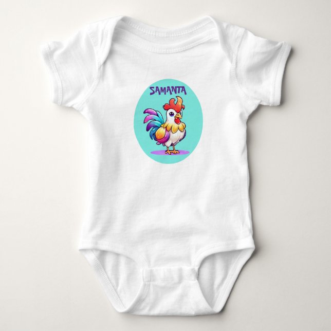 Body Para Bebé Bodysuit de bebé del gallo mágico personalizado (Anverso)